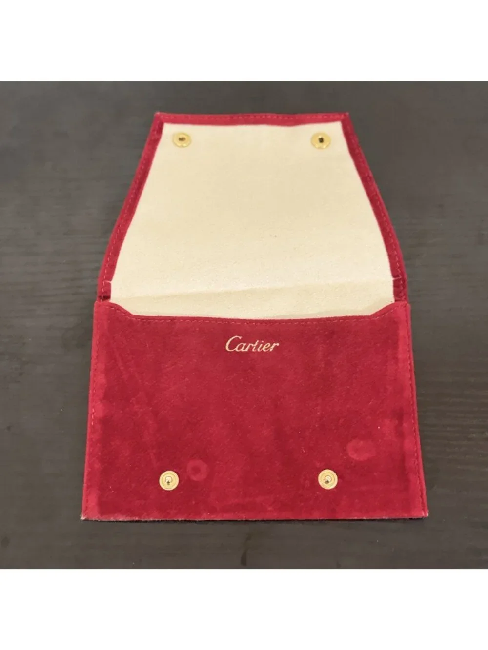 Cartier Red Suede Jewelry Travel Pouch Presentation Storage Case Envelope